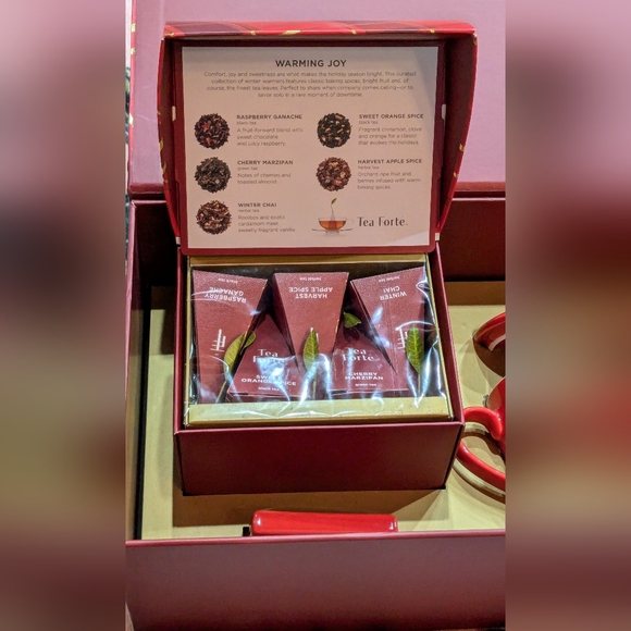 ☕🫖Tea Forte Warming Joy Gift Set Cafe Cup Tray Pyramids Plaid Limited Edition - Picture 6 of 6